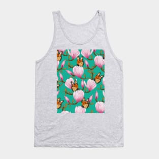 Magnolia Flowers With Butterflies Tank Top